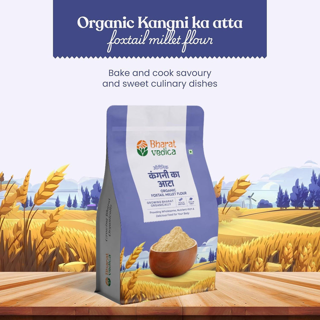 Bharat Vedica Organic Foxtail Millet Flour - Organic kangani ka Atta | Grocsy