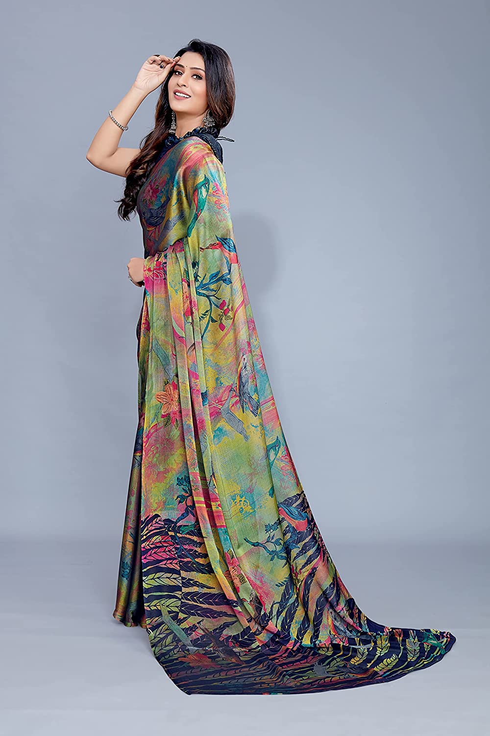 Mirchi Fashion Women's Chiffon Forest Designer Saree | Grocsy