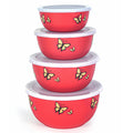 Zaib Microwave Safe Stainless Steel Food Storage Container with Lid|500ml, 800ml, 1250ml, 2000 ml | Reheatable (4 Red Butterfly) | Grocsy