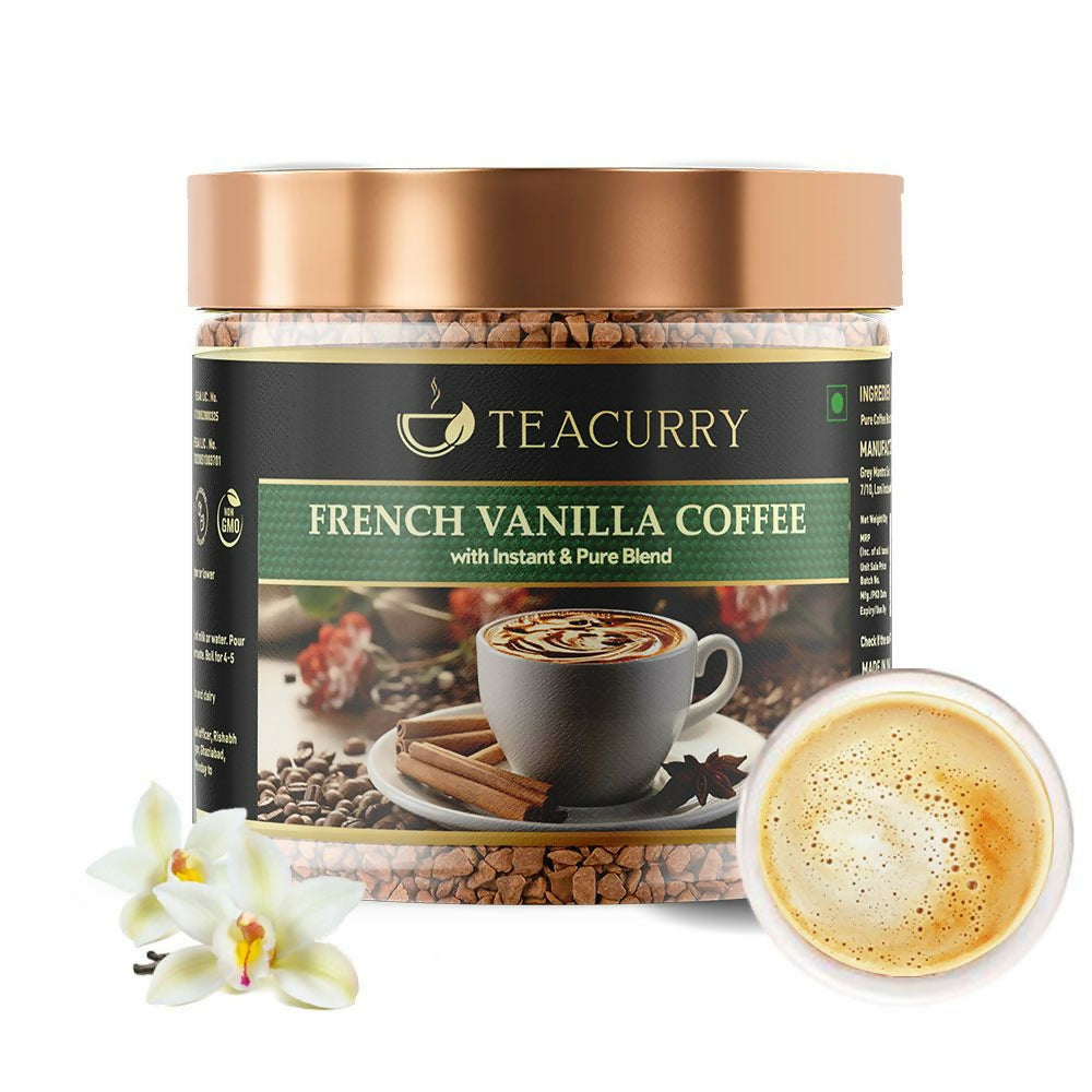 Teacurry French Vanilla Instant Coffee Powder - Arabica Freeze Dried Coffee for Instant Hot & Cold Coffee | Grocsy