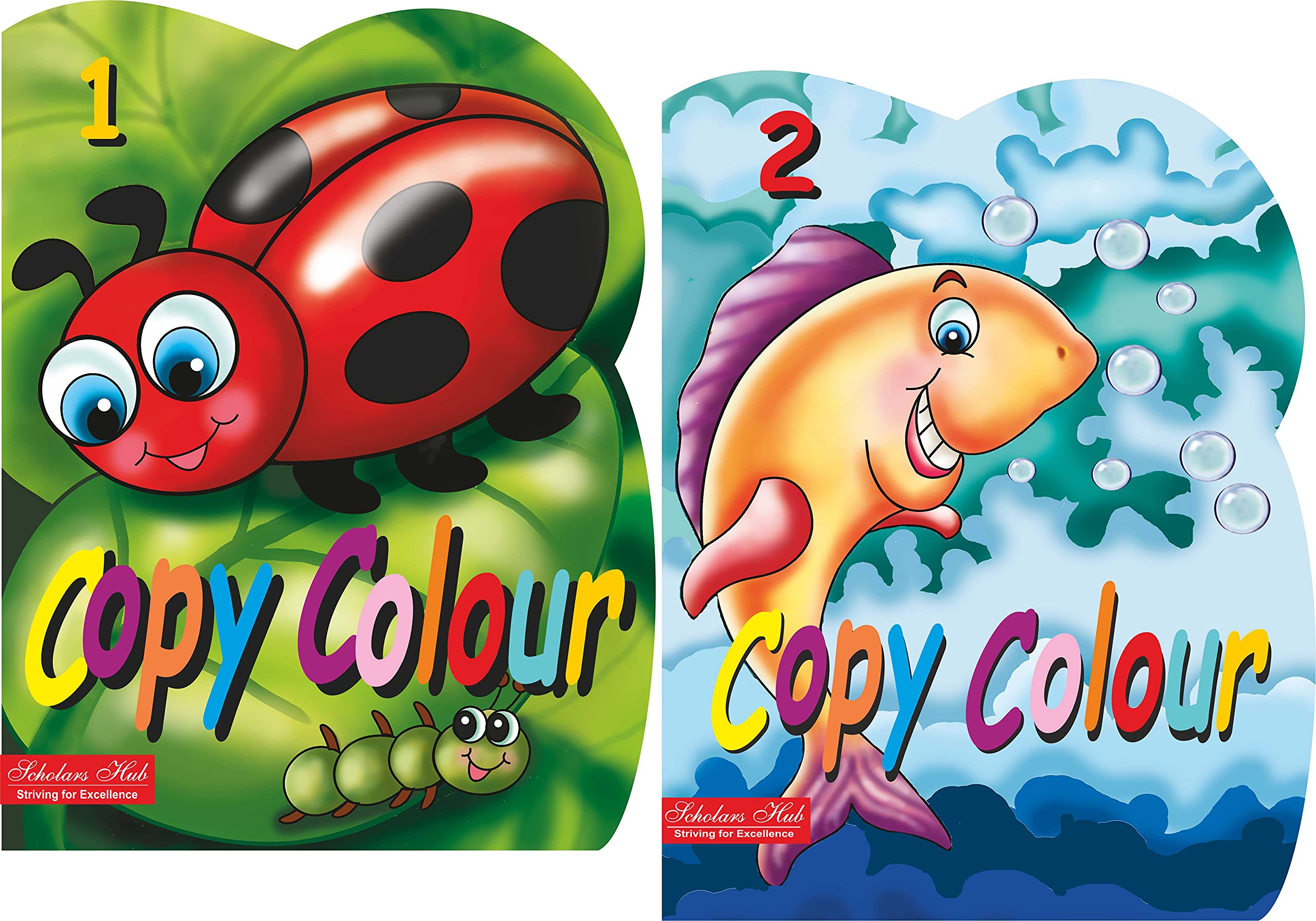 Coloring Book For Kids: Scholars Hub Copy Colour Book - Vol 1, Vol 2 (Set Of 2 Books) (For Ages 3+) | 64 Pages | Grocsy