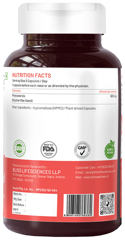Bliss Welness Heart Health Phytosterols High Potency Lipid Support Veg Capsule | Grocsy