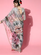 Tikhi Imli Grey Saree with Zari border | Grocsy