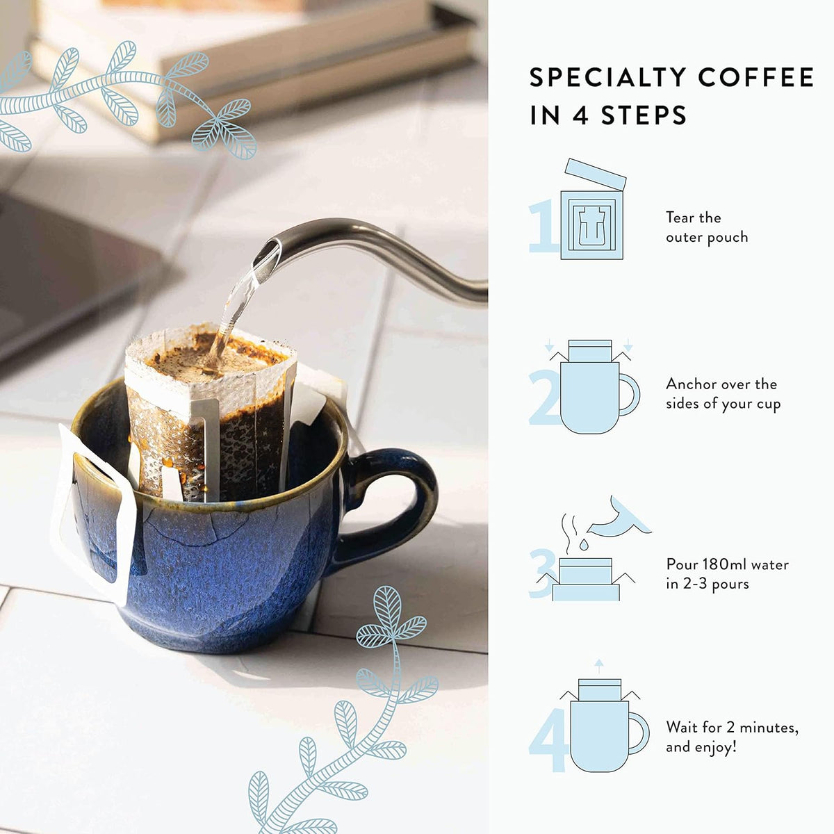 Blue Tokai Monsoon Malabar Medium-Dark Roast Easy Pour Sachets | Grocsy