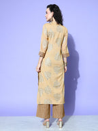 All About You Beige Floral Printed Regular Gotta Patti Liva Kurta With Palazzos | Grocsy