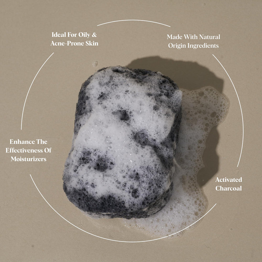 ILEM JAPAN Natural Konjac Sponge Body (Charcoal) | Grocsy