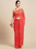 Saree Mall Peach-Coloured Embellished Sarees | Grocsy