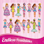 Imagimake DIY Magnetic Dress-Up Princess |Pretend Play Magnetic Toys for Kids | 30 Magnetic Dresses & Accessories | Interchange & Create Unlimited Outfits | Birthday Gift for 3,4,5,6,7,8 Year Old Girl | Grocsy