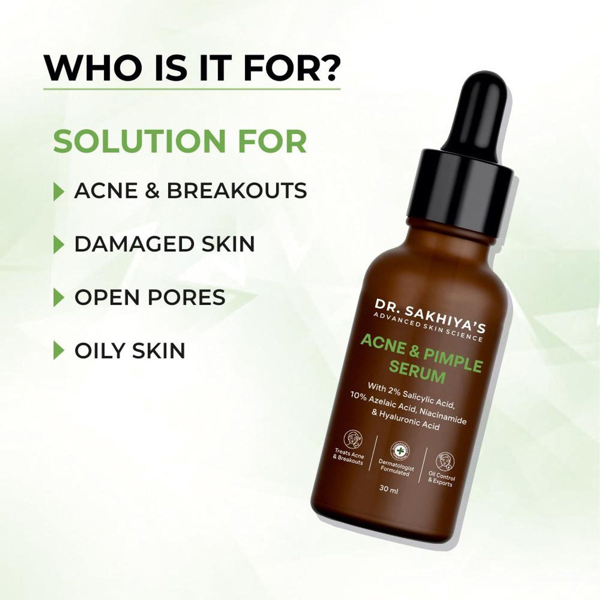 Dr.Sakhiya 2% Salicylic Acid Serum Anti-Acne Treatment for Pimples & Clogged Pores | Grocsy