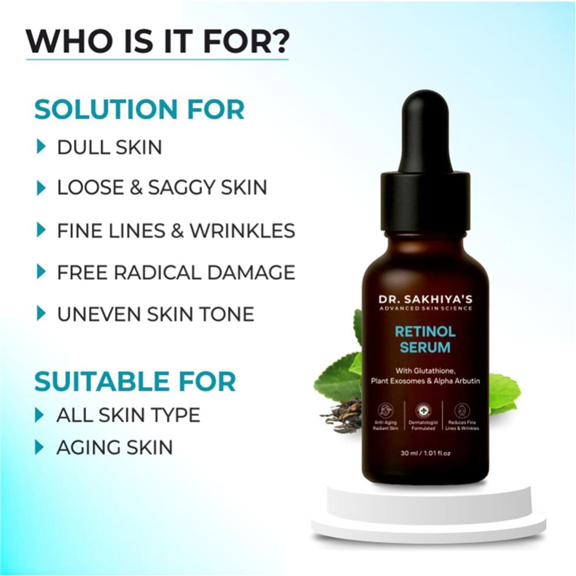 Dr.Sakhiya 2% Retinol Face Serum Anti-Aging & Skin Renewal Formula | Grocsy