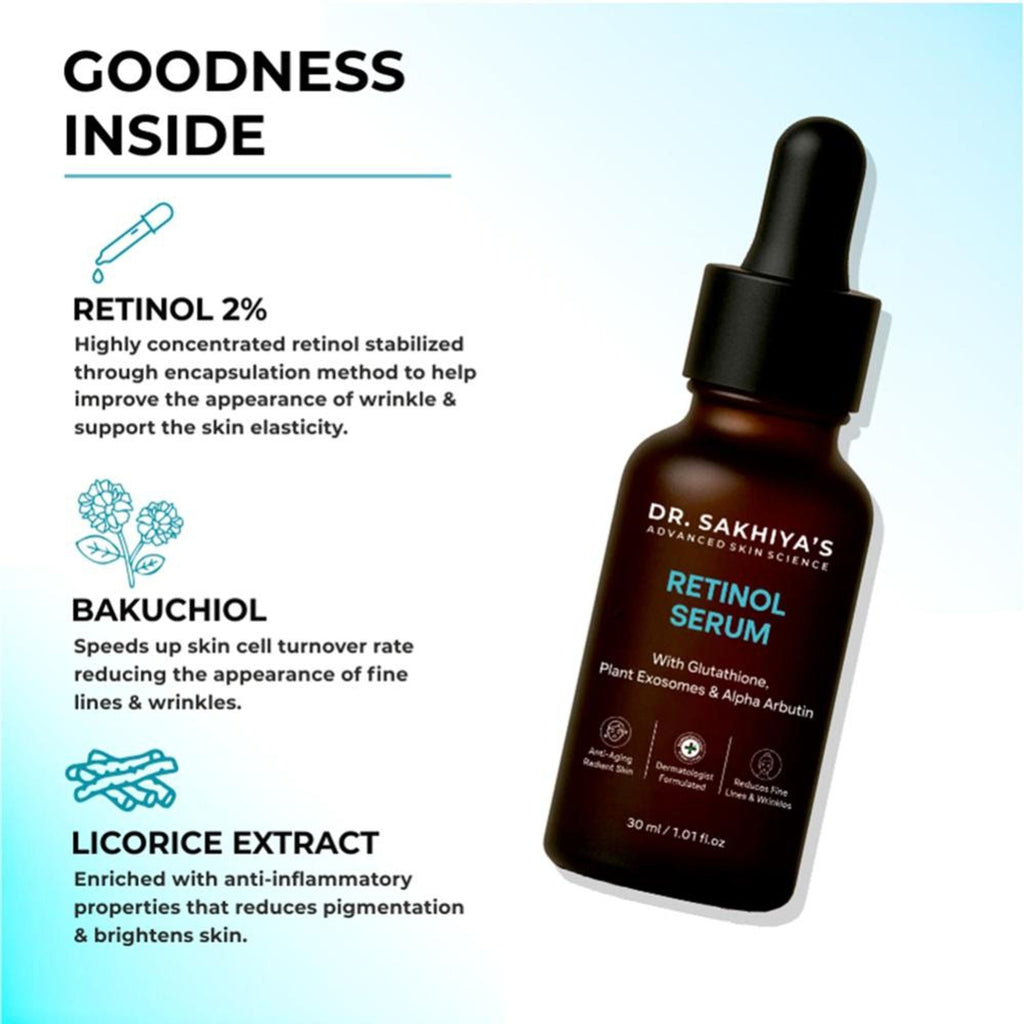 Dr.Sakhiya 2% Retinol Face Serum Anti-Aging & Skin Renewal Formula | Grocsy