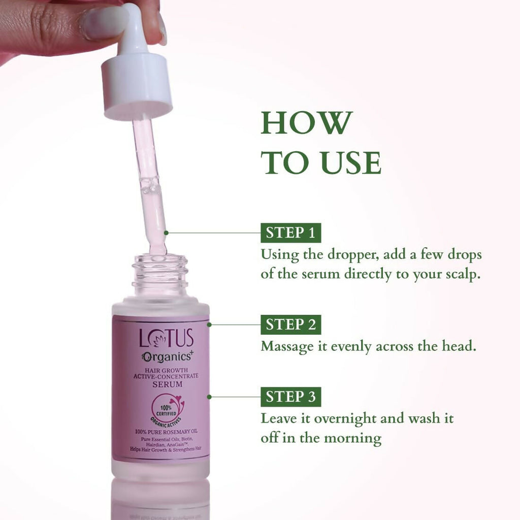 Lotus Organics+ Hair Growth Active Concentrate Serum for Hair Growth, Increases Thickness, Strengthens Hair Follicles | Grocsy