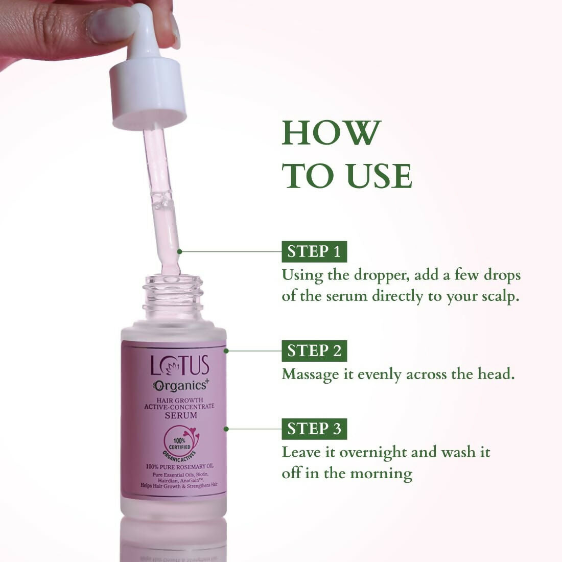 Lotus Organics+ Hair Growth Active Concentrate Serum for Hair Growth, Increases Thickness, Strengthens Hair Follicles | Grocsy