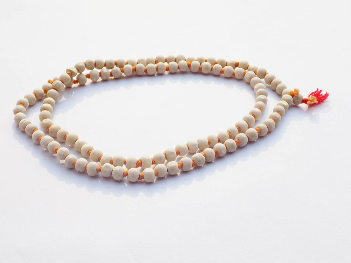 Kannssky White Tulsi Japa Mala 108 + 1 Beads | Grocsy