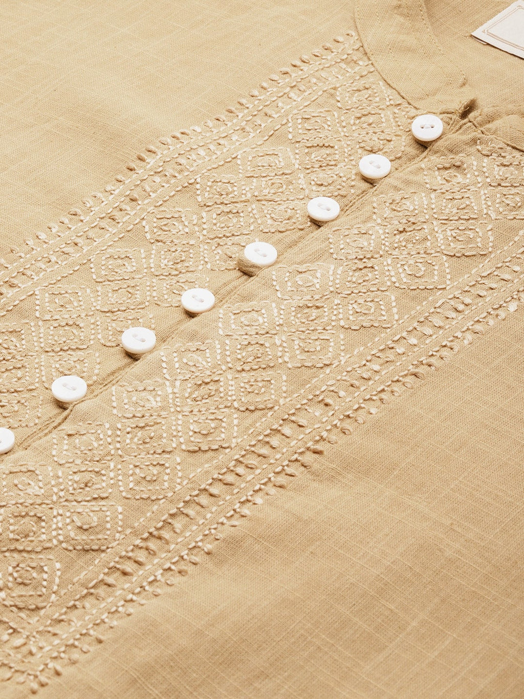 House of Pataudi Men Pure Cotton Solid Chikankari Jashn Short Kurta | Grocsy