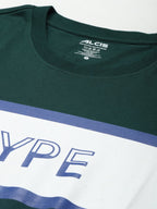 Alcis Men Green & White Typography Printed Slim Fit T-shirt | Grocsy