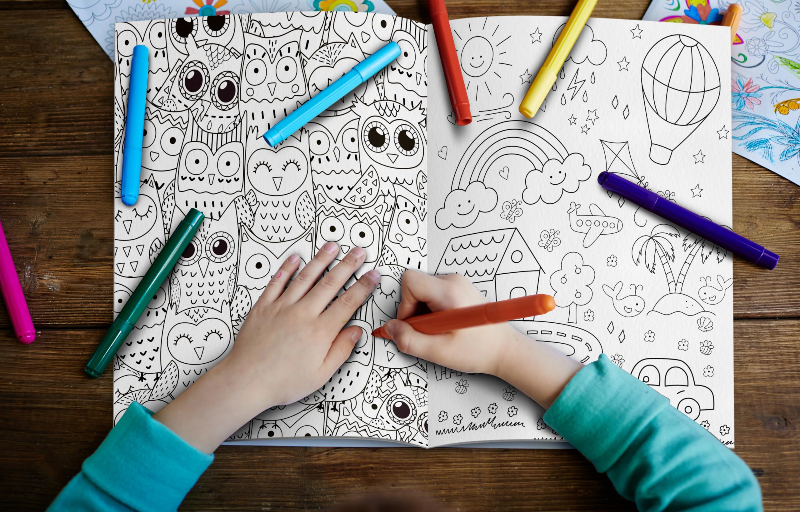 Doodle Colouring For Kids - Blue Edition : Kids Colouring Book, Colouring Book For Toddlers, Fun Learning Colouring Book, Colouring Book For Young Learners | Grocsy