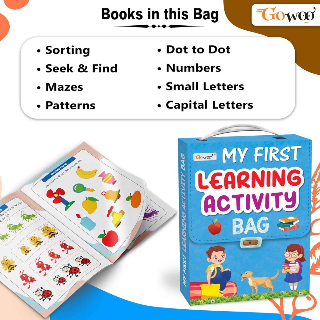 My First Learning Activity Bag : Educational Activity Books, Activity Bag For Early Learners, Kid'S Activity Bag Set-Ages 3-12, Mazes, Small Letters, Capital Letter And More | Activity Books | Grocsy