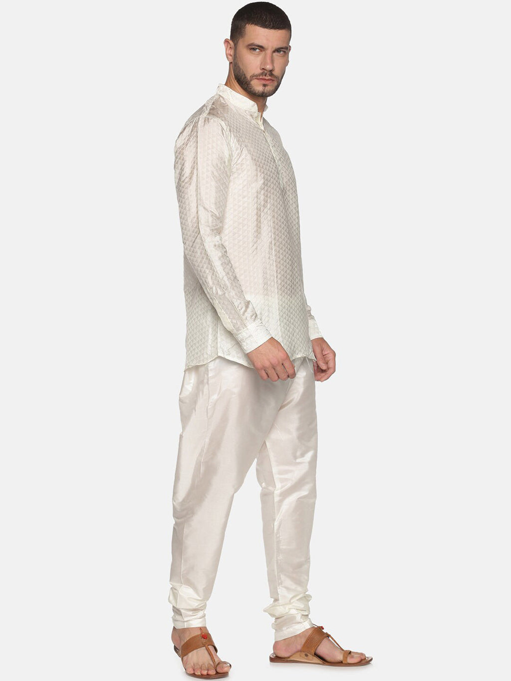 Sethukrishna Cream-Coloured Kurta with Pyjamas For Men | Grocsy