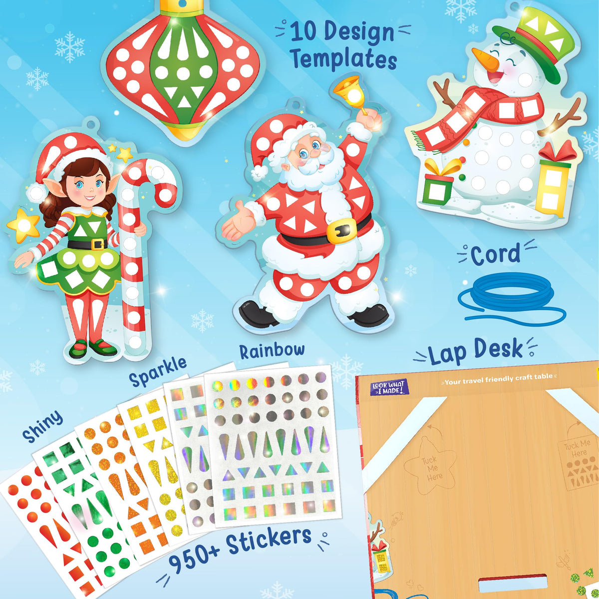 Imagimake Mirror Mosaic Christmas Kids Art Set | DIY Craft Kit | Foil Stickers for Kids | Birthday Gift for Girls and Boys Ages 3,4,5,6,7,8 | Christmas Toys for Girls Age 4,5,6,7,8 | Grocsy