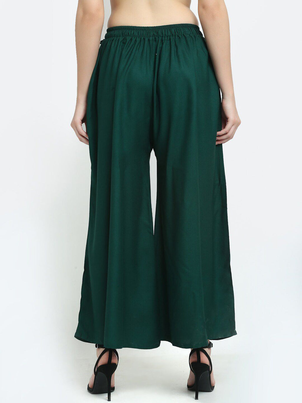 TAG 7 Women Pack of 2 Green Flared Ethnic Palazzos | Grocsy