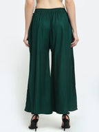TAG 7 Women Pack of 2 Green Flared Ethnic Palazzos | Grocsy