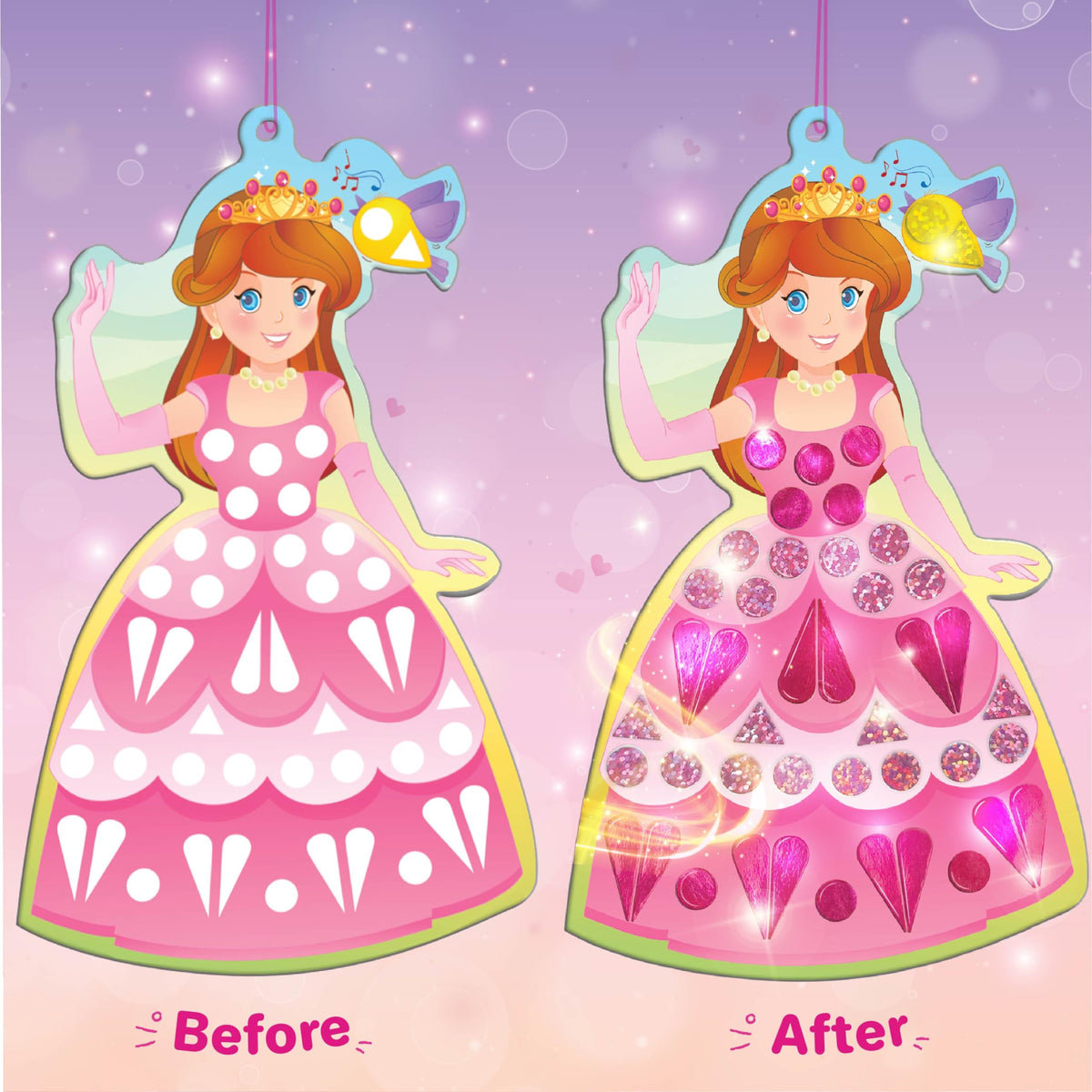 Imagimake Mirror Mosaic Princess & Unicorn Kids Art Set | DIY Craft Kit | Foil Stickers for Kids | Birthday Gift for Girls and Boys Ages 3,4,5,6,7,8 | 3 Year Old Girl Gifts | Grocsy