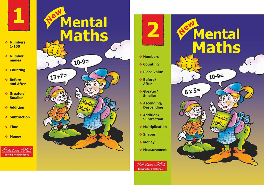 Scholars Hub Mental Maths Workbook -Vol 1, Vol 2 ( Set Of 2 Books) (For Ages 6-8) | Maths Book For Class 1,2 | 88 Pages | Grocsy