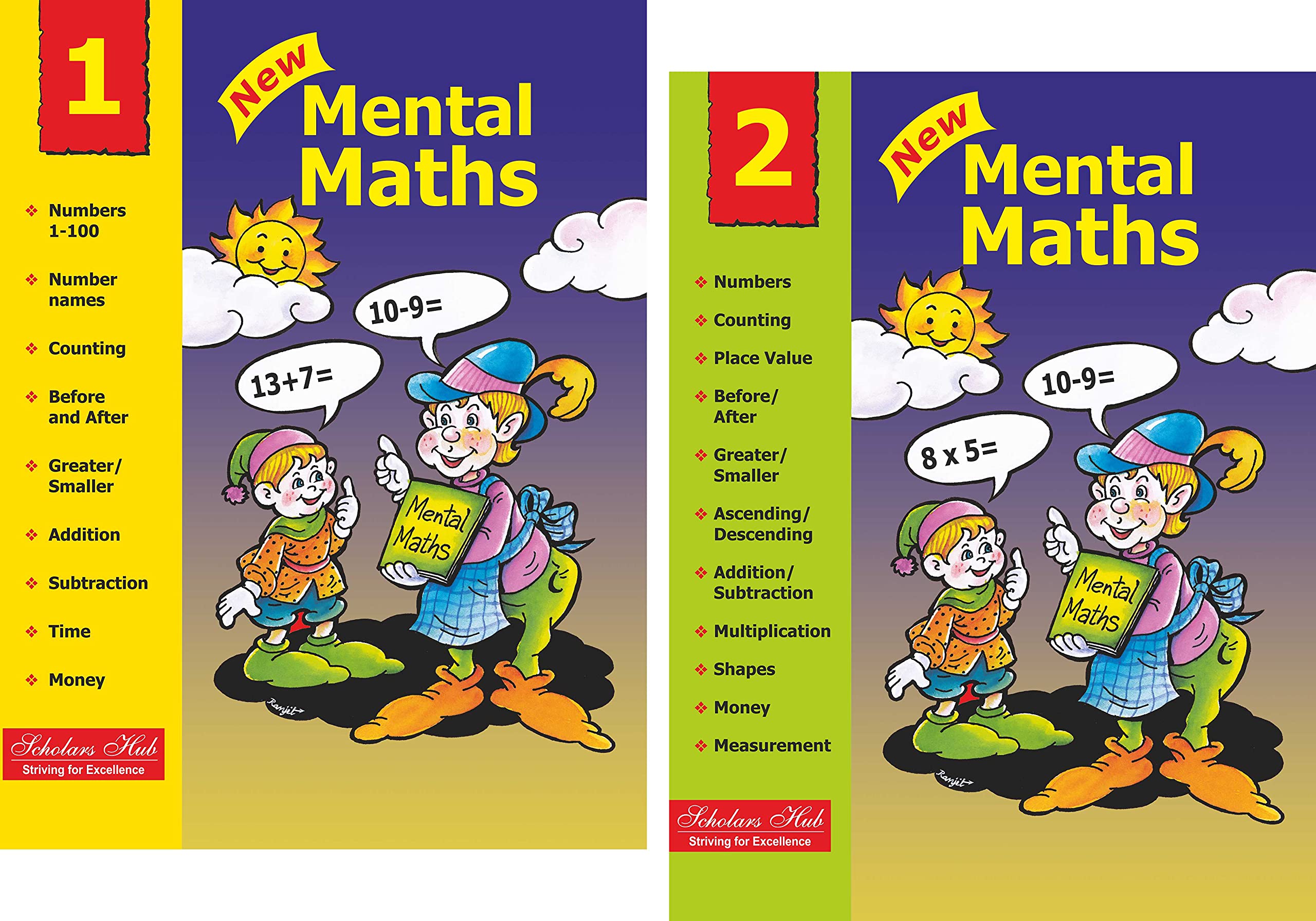 Scholars Hub Mental Maths Workbook -Vol 1, Vol 2 ( Set Of 2 Books) (For Ages 6-8) | Maths Book For Class 1,2 | 88 Pages | Grocsy