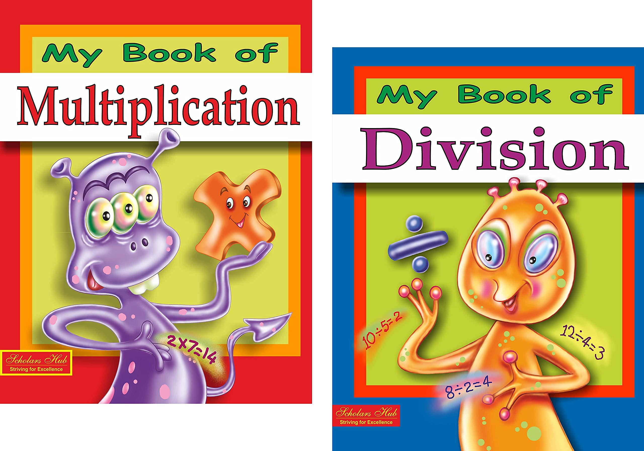Scholars Hub Addition, Subtraction, Multiplication & Division Book For Kids Combo (Set Of 4 Books) | 192 Pages | Grocsy