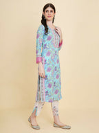 Designer Stylish skyblue Cotton Stitched Suit With Dupatta - Tanisha | Grocsy