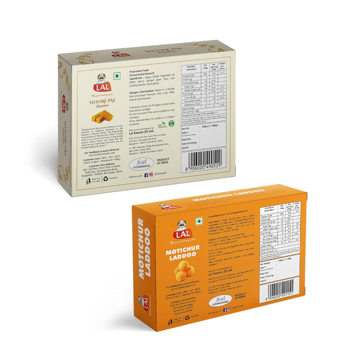 Lal Sweets Combo Pack of Mysore Pak and Motichur Laddoo | Grocsy