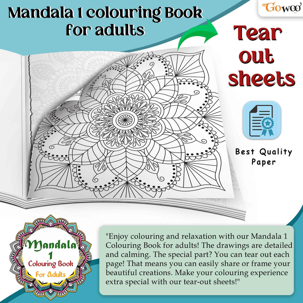 Art Therapy Mandala Adult Colouring Book 1: Mandala Colouring Book, Adult Coloring Book Kit With 12 Sketch Pens, Fun For Adults, Relaxing Coloring Workbook | Grocsy