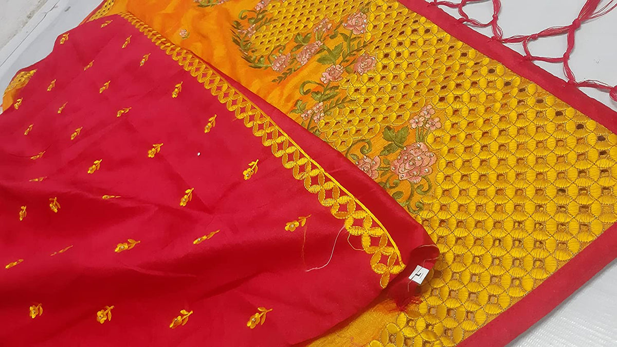 Sarvadarshi Fashion Women'S Satin Silk Blend Orange Pink Color Saree | Grocsy