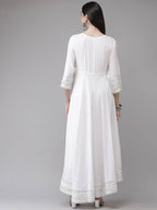 Yufta White Embroidered Ethnic Maxi Dress | Grocsy