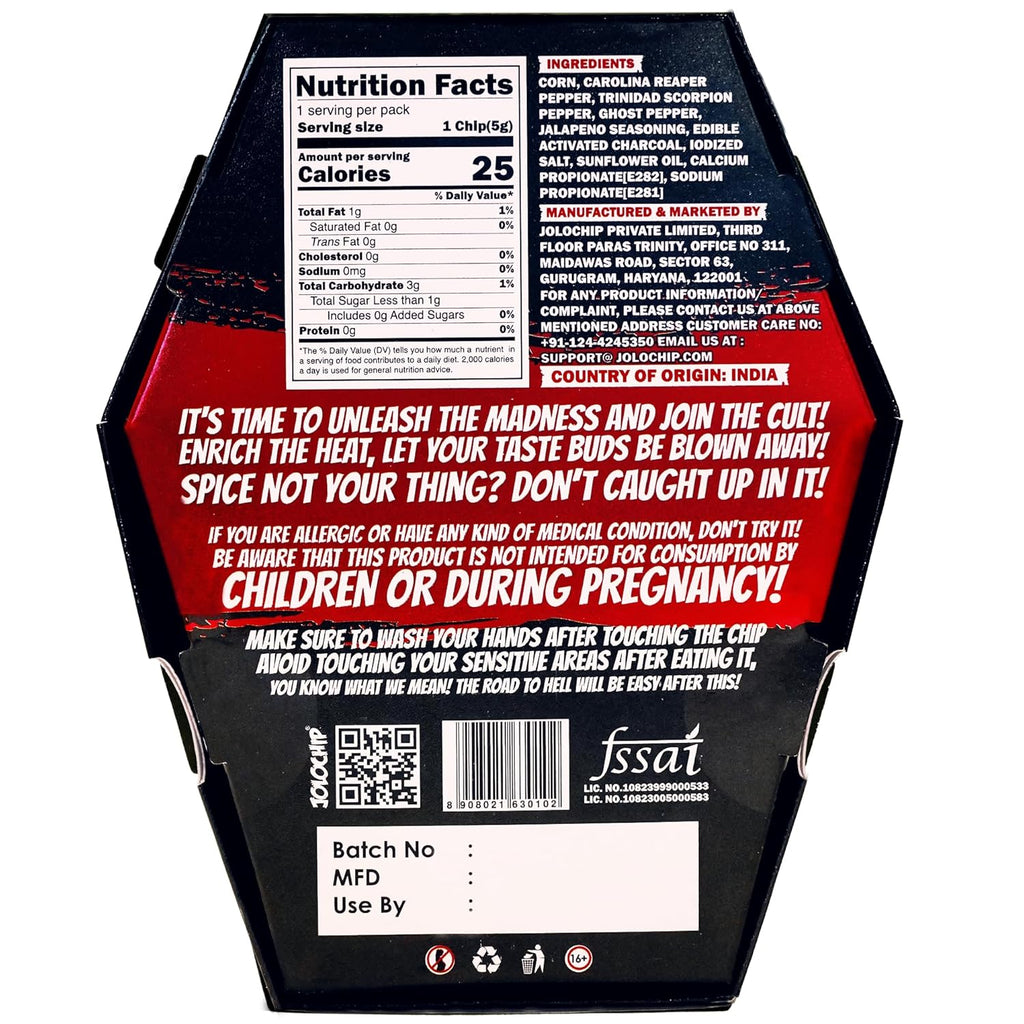 Jolochip LastChip-Challenge (Pack of 1) | Extreme Spicy Tortilla Chip | Hottest Chip in the World | Ultimate Hot Snack | 5 Grm | Grocsy