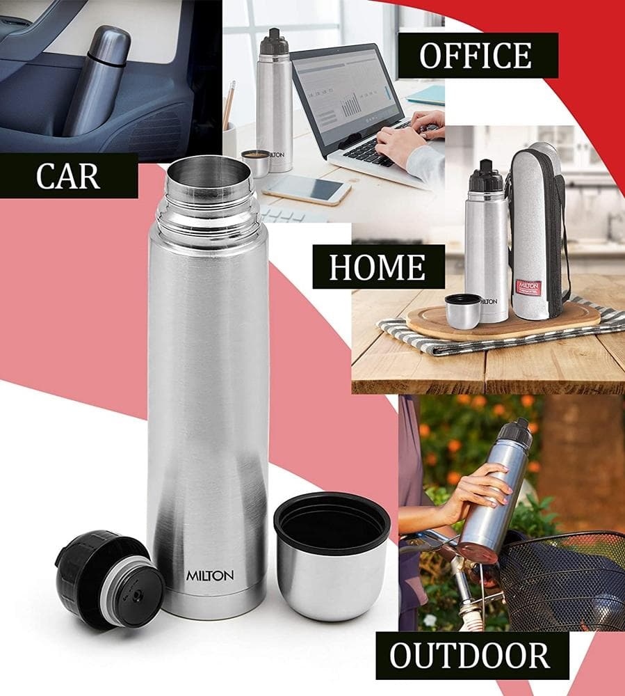 Milton Steel Hot & Cold Bottle, 1000 ml | Grocsy