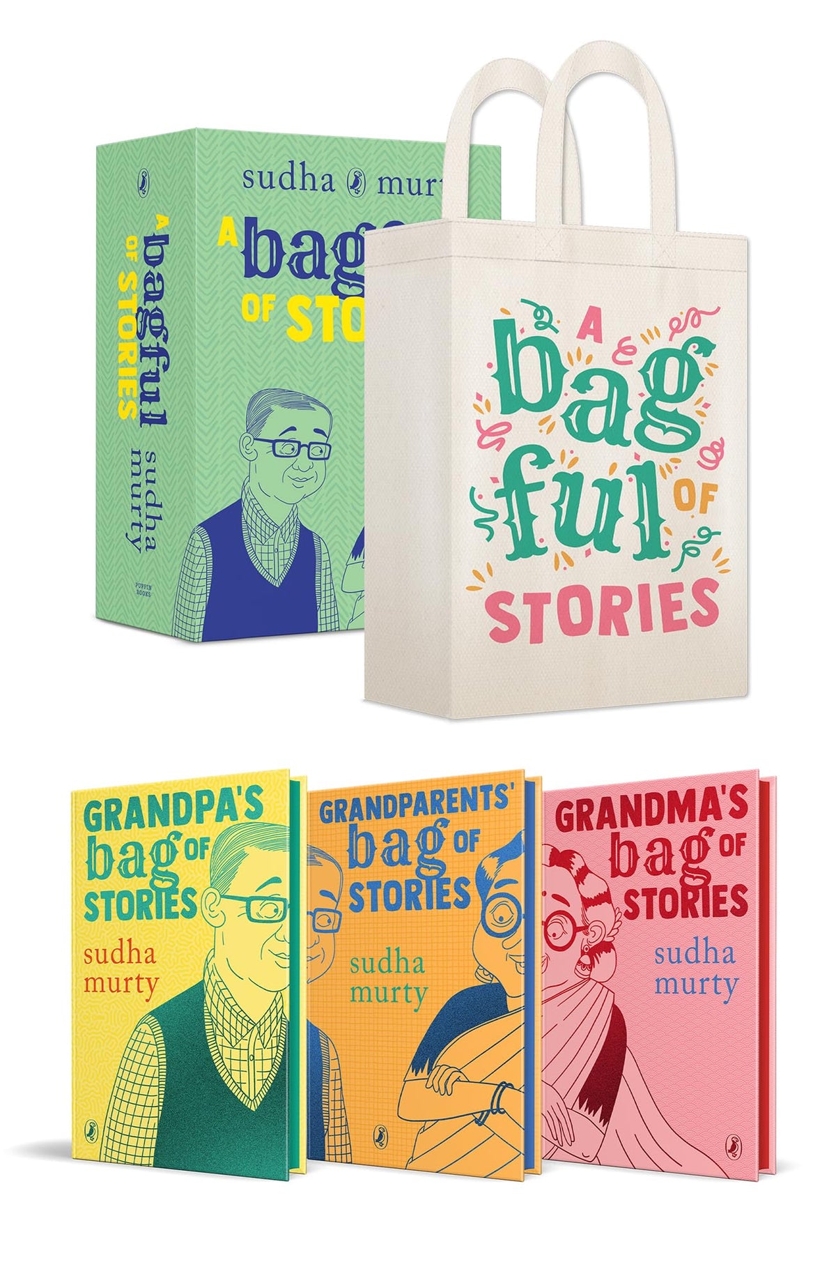 A Bagful of Stories: A Gift Edition Boxset of Grandma’s, Grandpa’s and Grandparents’ Bag of Stories by Sudha Murty | Grocsy