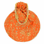 Ethnic Clutch Silk Potli Batwa Pouch Bag with Metal Bead work Gift | Grocsy