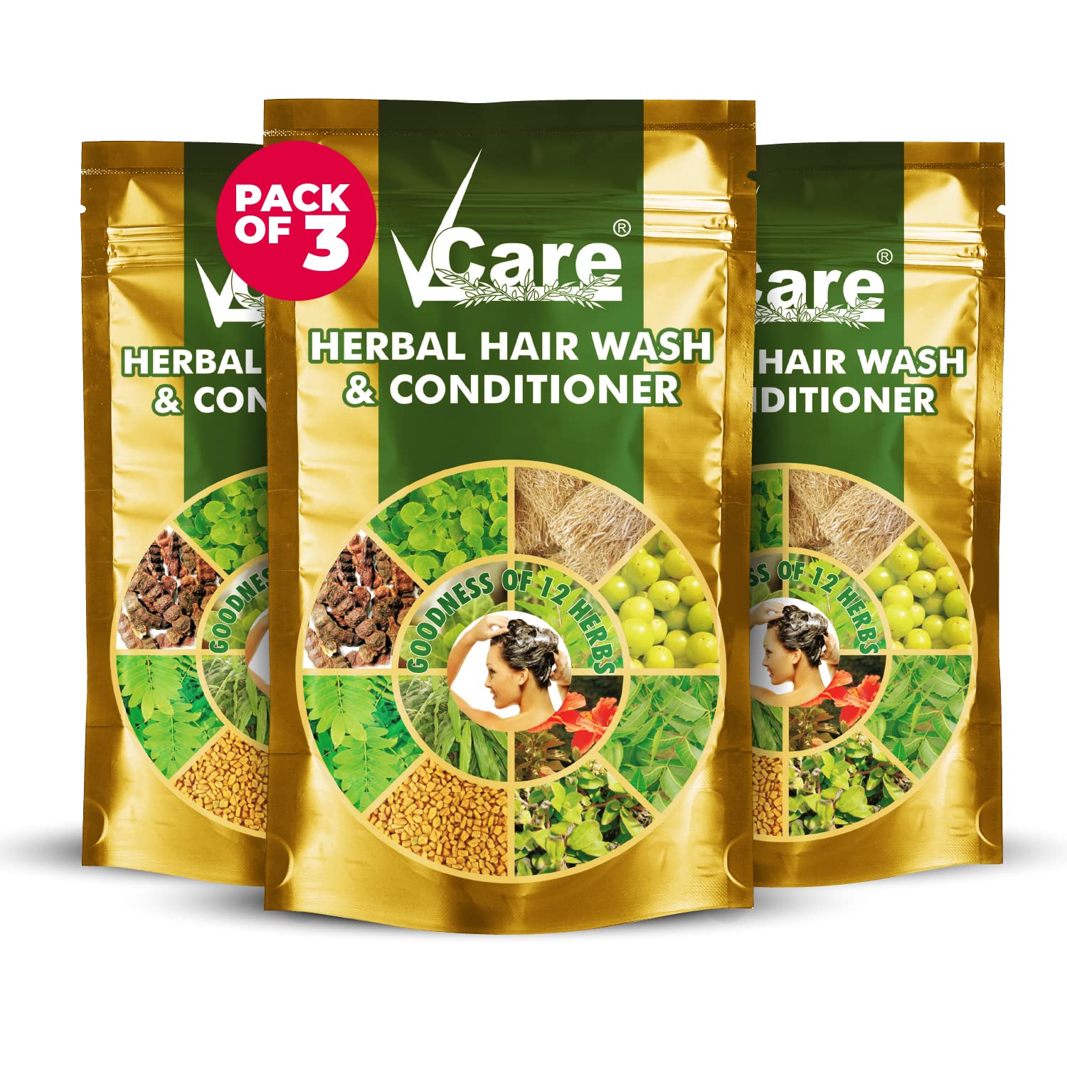 VCare Herbal Hair Wash Powder And Conditioner | Grocsy