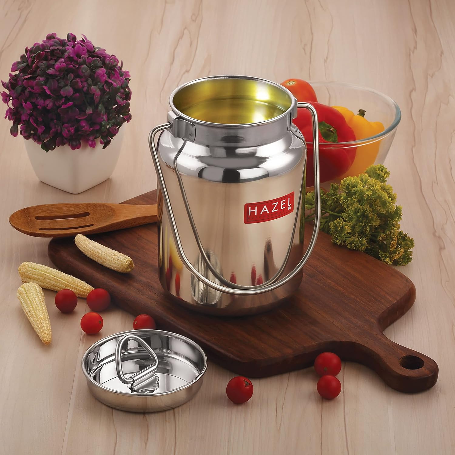 HAZEL Stainless Steel Oil and Ghee Air Tight Container-4 Litre | Grocsy