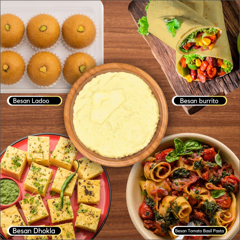 Organic Zing Besan Flour also known as Chickpea Flour, Bengal Gram Flour or Garbanzo Bean Flour |Vegan| Preservative Free | Resealable Pack | Grocsy