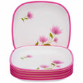Pink Color Square Quarter Plate Set - 6 Plates Set | Grocsy