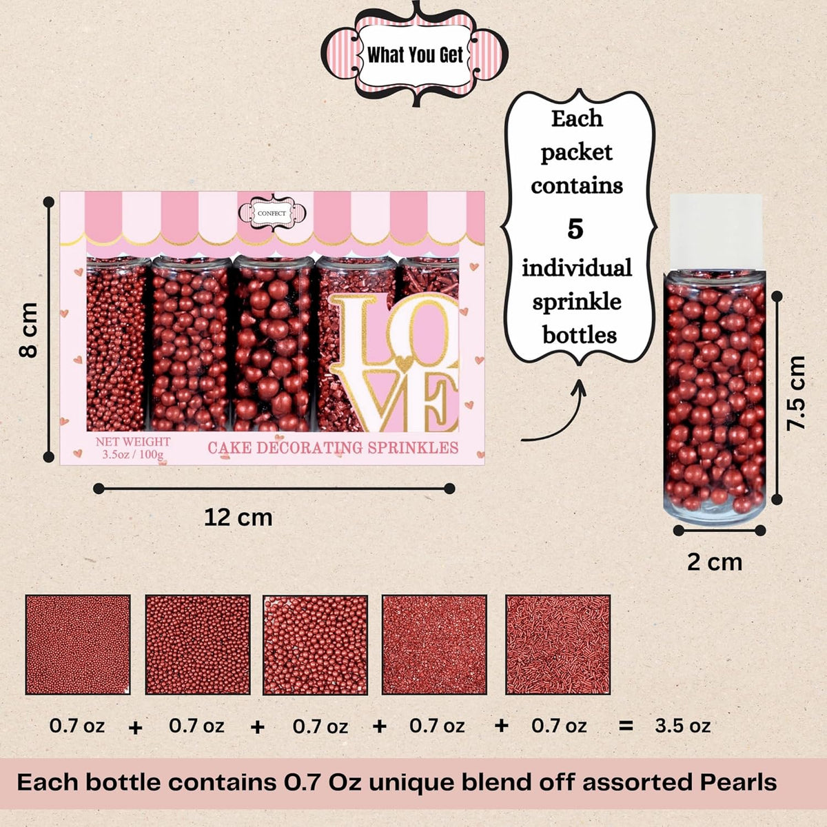 Confect Sprinkles for Cakes & Cupcakes Decoration | USP-20(Copper) | Grocsy