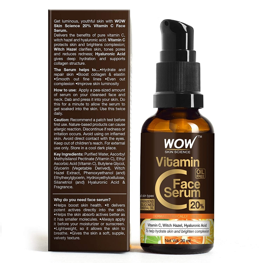 Wow Skin Science Vitamin C & Niacinamide Brightening Face Serum | Grocsy
