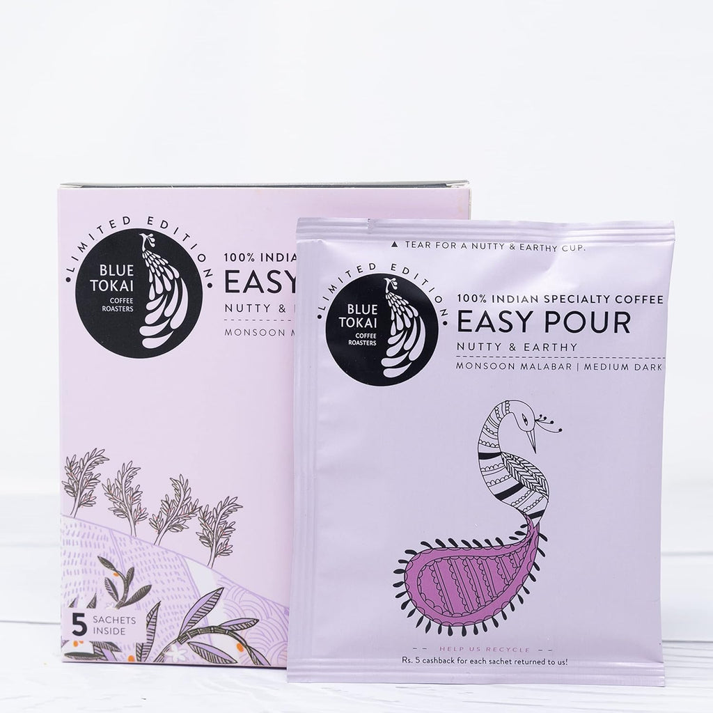 Blue Tokai Monsoon Malabar Medium-Dark Roast Easy Pour Sachets | Grocsy