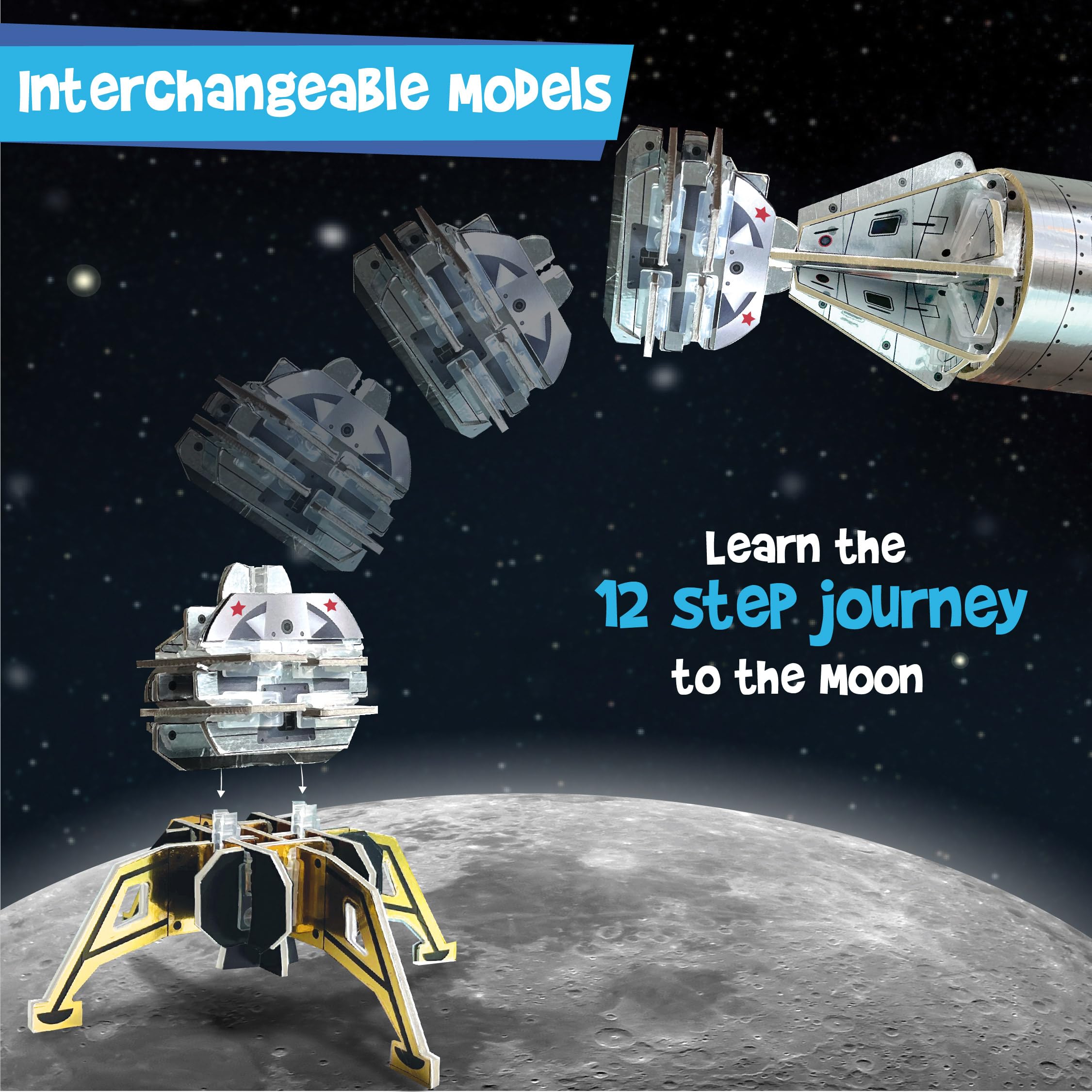 Imagimake Mapology Man's Journey to Moon | NASA Mission Apollo 11 | Rocket & Satellite Model Making Set | Space Toys for ages 8-13 | Educational Science Kits for Kids Age 8-12 | Gifts for Boys & Girls | Grocsy