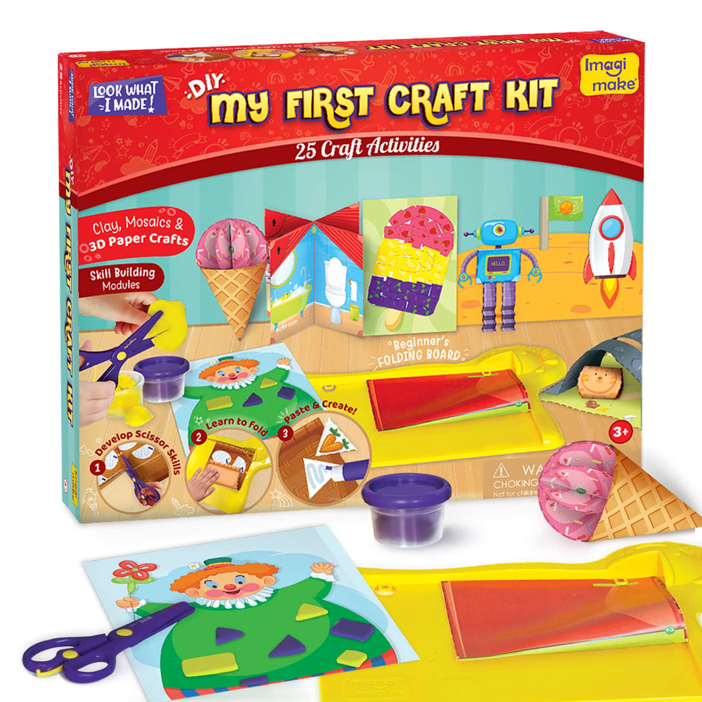 Imagimake My First Craft Kit | 25 Craft Activities in Scissor Skills Activity Book | Toddler Arts and Crafts for Kids Ages 3,4,5,6 | Toddler Girls Toys | Perfect Gifts for 3 Year Old Girl and Boy | Grocsy