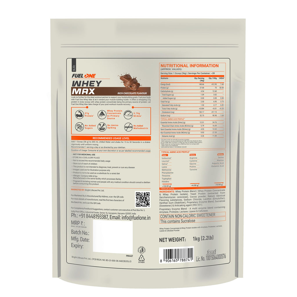 Fuelone Whey Max Protein - Rich Chocolate & Cold Coffee | Grocsy