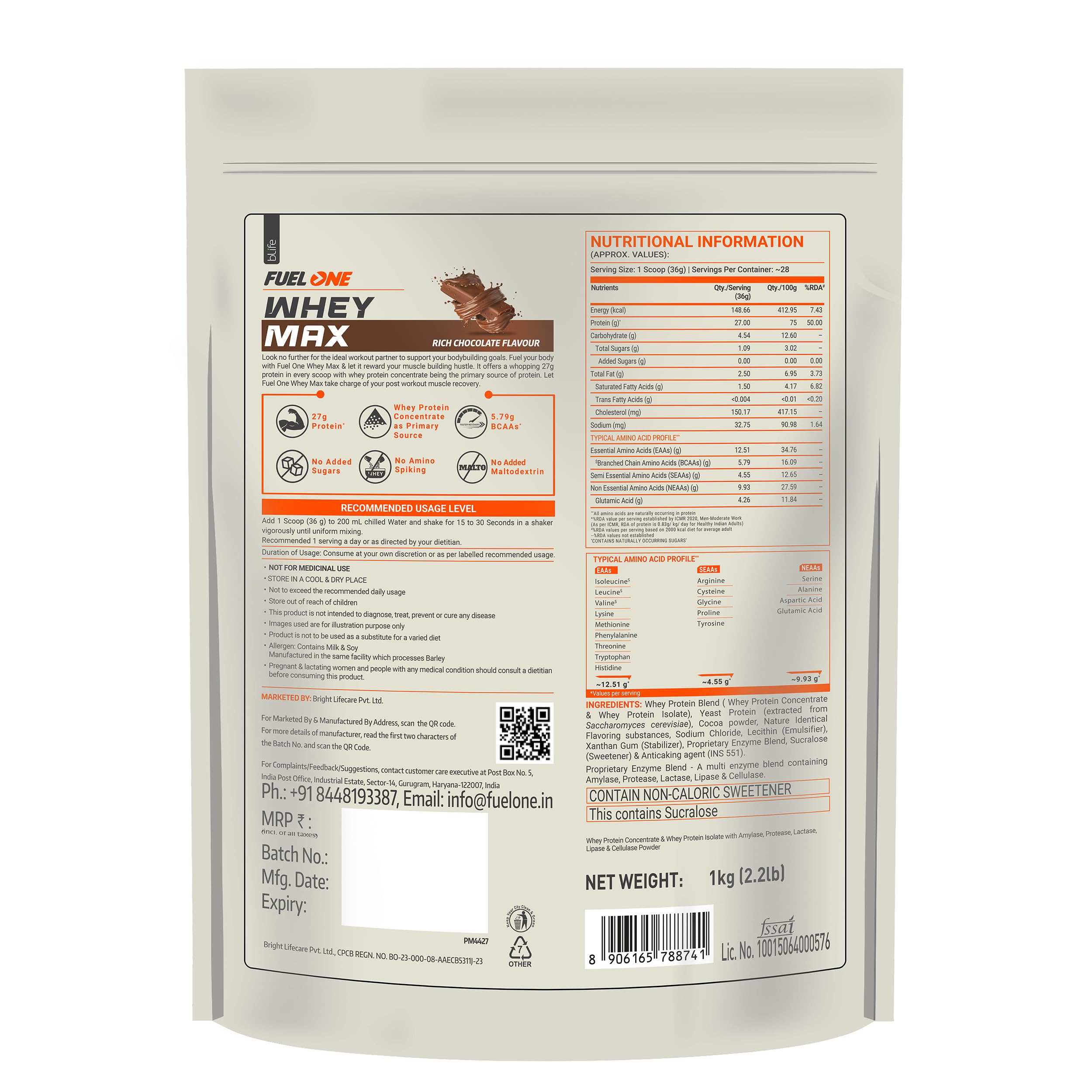 Fuelone Whey Max Protein - Rich Chocolate & Cold Coffee | Grocsy